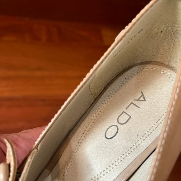 Aldo Shoes Aldo Champagnebeige Leather Mary Jane Heels Poshmark